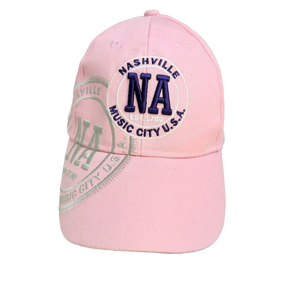 Nashville Music City USA Pink Hat Cap Adjustable Hook & Loop Strap OSFA